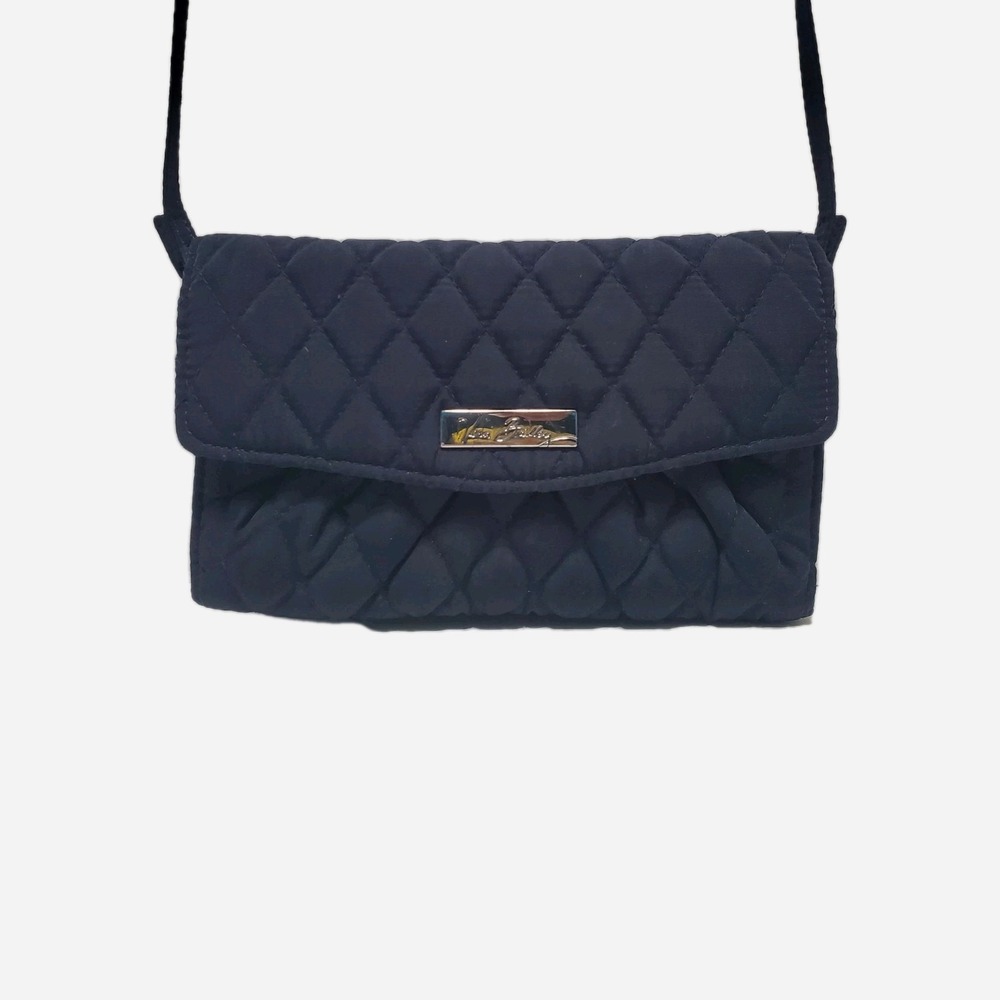 Vera Bradley Navy Blue Quilted Fabric Wallet Crossbody‎ Bag Purse